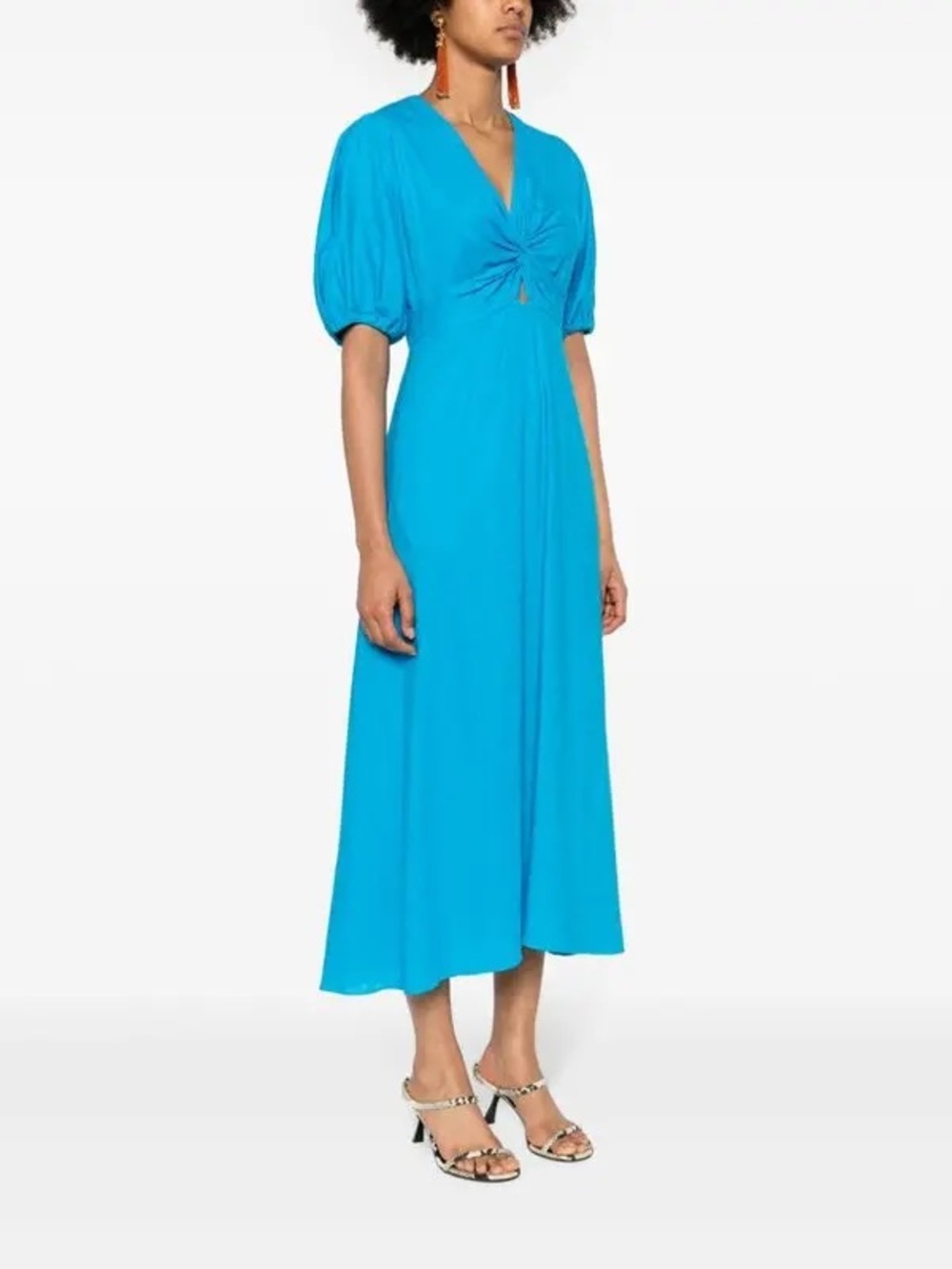 Diane Von Furstenberg Majorie Twisted Woven Midi Dress Cerulean Blue Women’s 12